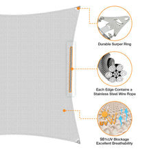 Load image into Gallery viewer, Artpuch Sun Shade Sail with Wire Rope, Commercial Heavy Duty with Shadesail Hardware Kit Breathable 98% UV Block for Playgrounds,Backyard (We Make Custom Size)