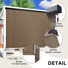 Load image into Gallery viewer, Artpuch Premium Outdoor Roller Shades, Exterior Cordless Patio Shades Roll up Outdoor Blinds for Porch Gazebo, Crank Operated with Aluminum Protective Valance