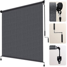 Load image into Gallery viewer, Artpuch Outdoor Roller Shade Fabric Blind Cordless Roll Up Shades, Wand Operation Exterior Roller Shade Cloth for Patio Porch Gazebo, 2 Poles and 1 Piece Fabric