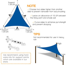 Load image into Gallery viewer, Artpuch 8'x8'x8' Sun Shade Sail Curved Commercial Outdoor Shade Cover Blue Triangle Heavy Duty Permeable 185GSM Backyard Shade Cloth for Patio Garden Sandbox (We Make Custom Size)