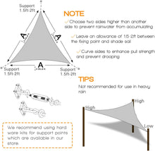 Load image into Gallery viewer, Artpuch 8' x 12.5' x 15.5' Triangle Silver Grey Sun Shade Sail