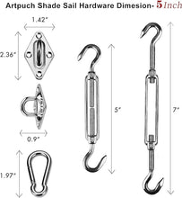 Load image into Gallery viewer, Artpuch Sun Shade Sail Hardware Kit 5 Inch for Rectangle Square Shade Sail Outdoor Installation 316 Stainless Steel
