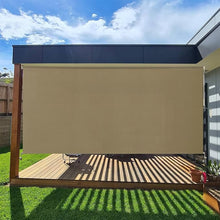 Load image into Gallery viewer, Artpuch Outdoor Waterproof Roller Shade 7'(W) x6'(H) Beige PVC Fabric Cordless Exterior Roll Up Shade, Wand Operation Roller Shade Cloth for Patio Porch Gazebo