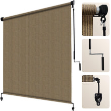 Load image into Gallery viewer, Artpuch Outdoor Roller Shade Fabric Blind Cordless Roll Up Shades, Wand Operation Exterior Roller Shade Cloth for Patio Porch Gazebo, 2 Poles and 1 Piece Fabric