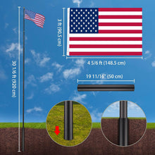 Load image into Gallery viewer, Artpuch 30FT Aluminum Telescopic Flag Pole Thick Tube Halyard & Sectional Flagpole Free Ball Kit and American Flag Outdoor
