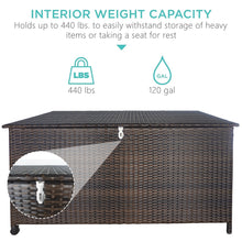 Load image into Gallery viewer, Artpuch 136 Gallon Large Deck Box Indoor Outdoor Storage Wicker Furniture, 52x28x30 Inch Stylish and Durable Outdoor Storage Container for Patio, Garden, and Poolside