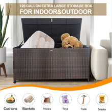 Load image into Gallery viewer, Artpuch 136 Gallon Large Deck Box Indoor Outdoor Storage Wicker Furniture, 52x28x30 Inch Stylish and Durable Outdoor Storage Container for Patio, Garden, and Poolside