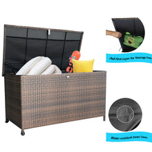 Load image into Gallery viewer, Artpuch 136 Gallon Large Deck Box Indoor Outdoor Storage Wicker Furniture, 52x28x30 Inch Stylish and Durable Outdoor Storage Container for Patio, Garden, and Poolside