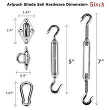 Load image into Gallery viewer, Artpuch Sun Shade Sail Hardware Kit 5 Inch for Triangle Sun Shade Sail Outdoor Installation 316 Stainless Steel
