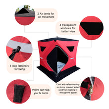 Load image into Gallery viewer, Artpuch 3-4 Person Portable Pop-up Ice Fishing Shelter Tent with Floor Mat, Anchors, Tie Ropes, Carrying Bag