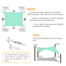 Load image into Gallery viewer, Artpuch Sun Shade Sail Curved Commercial Outdoor Shade Cover Turquoise Green Rectangle Heavy Duty Permeable 185GSM Backyard Shade Cloth for Patio Garden Sandbox (We Make Custom Size)