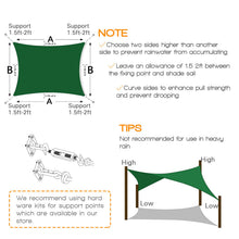 Load image into Gallery viewer, Artpuch Sun Shade Sail Curved Commercial Outdoor Shade Cover Dark Green Rectangle Heavy Duty Permeable 185GSM Backyard Shade Cloth for Patio Garden Sandbox (We Make Custom Size)