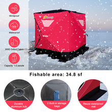 Load image into Gallery viewer, Artpuch 3-4 Person Portable Pop-up Ice Fishing Shelter Tent with Floor Mat, Anchors, Tie Ropes, Carrying Bag