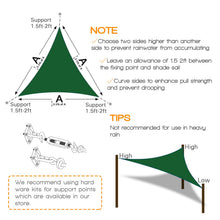 Load image into Gallery viewer, Artpuch Sun Shade Sail Curved Commercial Outdoor Shade Cover Dark Green Triangle Heavy Duty Permeable 185GSM Backyard Shade Cloth for Patio Garden Sandbox (We Make Custom Size)