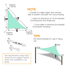 Load image into Gallery viewer, Artpuch Sun Shade Sail Curved Commercial Outdoor Shade Cover Turquoise Green Triangle Heavy Duty Permeable 185GSM Backyard Shade Cloth for Patio Garden Sandbox (We Make Custom Size)