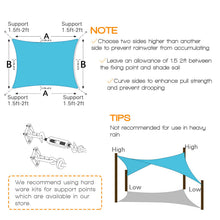 Load image into Gallery viewer, Artpuch Sun Shade Sail Curved Commercial Outdoor Shade Cover Turquoise Blue Rectangle Heavy Duty Permeable 185GSM Backyard Shade Cloth for Patio Garden Sandbox (We Make Custom Size)