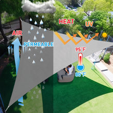 Load image into Gallery viewer, Artpuch Sun Shade Sail Curved Commercial Outdoor Shade Cover Sliver Grey Triangle Heavy Duty Permeable 185GSM Backyard Shade Cloth for Patio Garden Sandbox (We Make Custom Size)