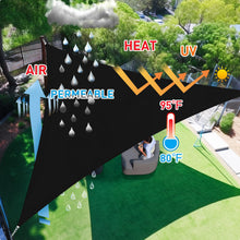 Load image into Gallery viewer, Artpuch Sun Shade Sail Curved Commercial Outdoor Shade Cover Black Triangle Heavy Duty Permeable 185GSM Backyard Shade Cloth for Patio Garden Sandbox (We Make Custom Size)