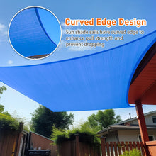 Load image into Gallery viewer, Artpuch Sun Shade Sail Curved Commercial Outdoor Shade Cover Blue Rectangle Heavy Duty Permeable 185GSM Backyard Shade Cloth for Patio Garden Sandbox (We Make Custom Size)