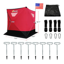 Load image into Gallery viewer, Artpuch 3-4 Person Portable Pop-up Ice Fishing Shelter Tent with Floor Mat, Anchors, Tie Ropes, Carrying Bag