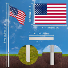 Load image into Gallery viewer, Artpuch 30FT Aluminum Telescopic Flag Pole Thick Tube Halyard & Sectional Flagpole Free Golden Ball Kit and American Flag Outdoor