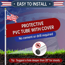 Load image into Gallery viewer, Artpuch 30FT Aluminum Telescopic Flag Pole Thick Tube Halyard & Sectional Flagpole Free Golden Ball Kit and American Flag Outdoor