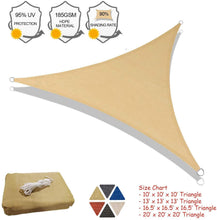 Load image into Gallery viewer, Artpuch Sun Shade Sail 10' x 10' x 14' Triangle Sand UV Block for Shelter Canopy Patio Garden Outdoor Facility and Activities
