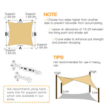 Load image into Gallery viewer, Artpuch Sun Shade Sails Canopy, 20'x20' Cream 185GSM Shade Sail UV Block for Patio Garden Outdoor Facility and Activities