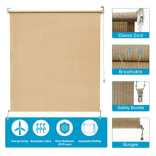 Load image into Gallery viewer, Artpuch Outdoor Roller Shade 4'(W) x6'(L) Exterior Fabric Blind Sesame Cordless Roll Up Shade, Wand Operation Roller Shade Cloth for Patio Porch Gazebo