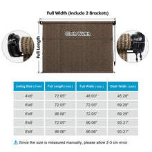 Load image into Gallery viewer, Artpuch Outdoor Roller Shade 6'(W) x8'(L) Fabric Blind Mocha Cordless Roll Up Shade, Wand Operation Exterior Roller Shade Cloth for Patio Porch Gazebo