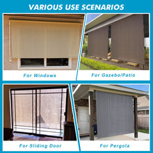 Load image into Gallery viewer, Artpuch Outdoor Roller Shade 6'(W) x8'(L) Fabric Blind Mocha Cordless Roll Up Shade, Wand Operation Exterior Roller Shade Cloth for Patio Porch Gazebo