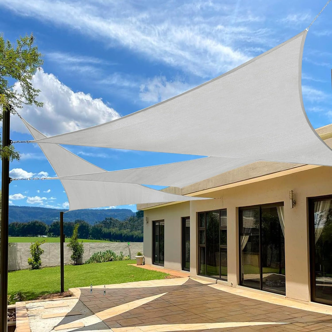 Artpuch 8' x 12.5' x 15.5' Triangle Silver Grey Sun Shade Sail