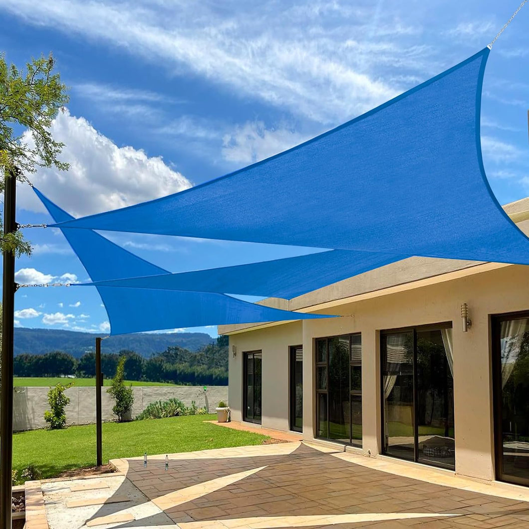 Artpuch 8'x8'x8' Sun Shade Sail Curved Commercial Outdoor Shade Cover Blue Triangle Heavy Duty Permeable 185GSM Backyard Shade Cloth for Patio Garden Sandbox (We Make Custom Size)