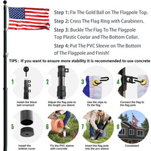 Load image into Gallery viewer, Artpuch 30FT Aluminum Telescopic Flag Pole Thick Tube Halyard &amp; Sectional Flagpole Free Ball Kit and American Flag Outdoor
