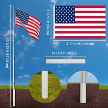 Load image into Gallery viewer, Artpuch 30FT Aluminum Telescopic Flag Pole Thick Tube Halyard &amp; Sectional Flagpole Free Golden Ball Kit and American Flag Outdoor
