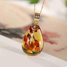 Load image into Gallery viewer, NAWAY Silver S925 Sterling Silver Gold Plated Natural Amber Flower Shaped Ladies Necklace
