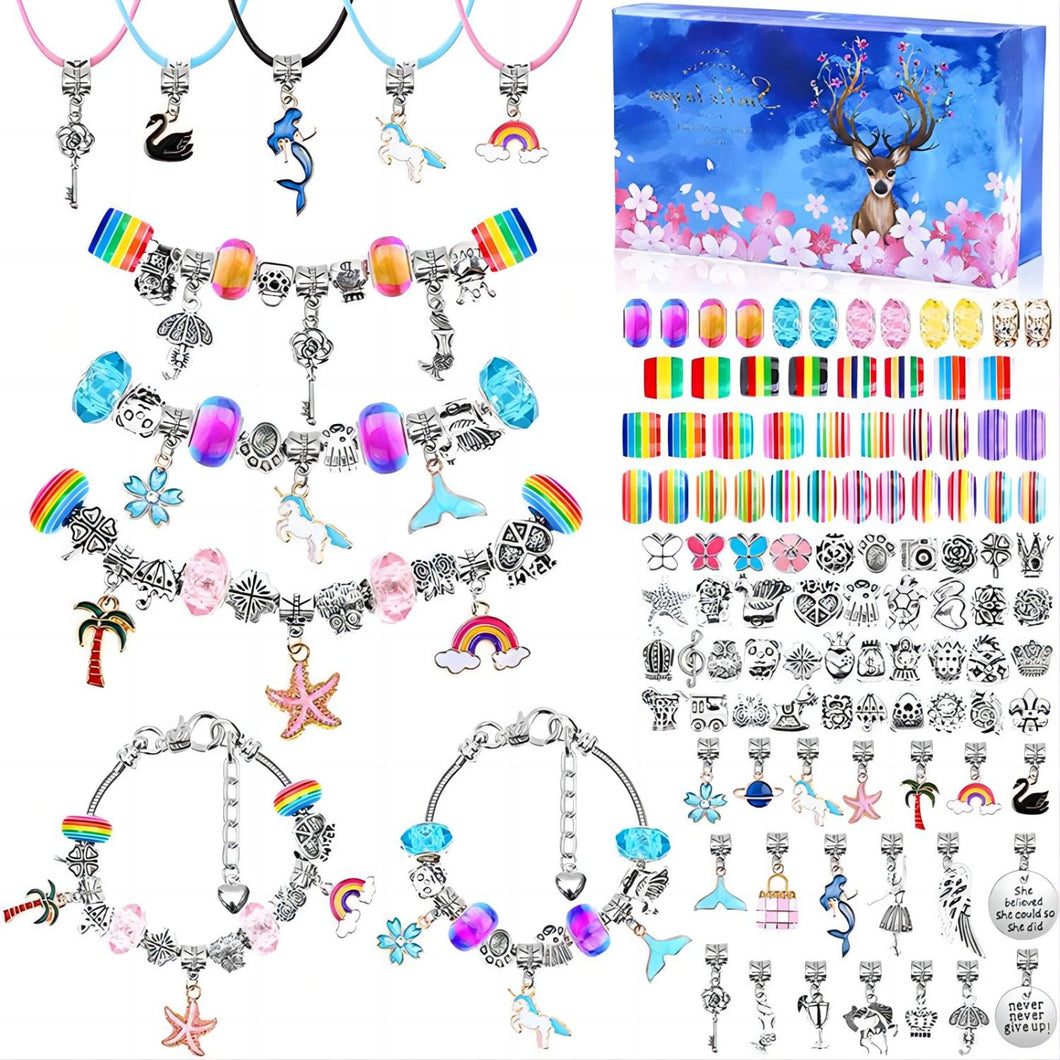 NAWAY 112 Pcs Charm Bracelet Making Kit, DIY Charm Bracelets Beads for Girls, Adults and Beginner Jewelry Making Kit