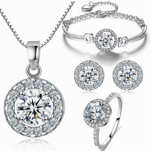 Load image into Gallery viewer, NAWAY Jewellery Sets for Women Cubic Zirconia Necklace Earring Ring Bracelet Sets
