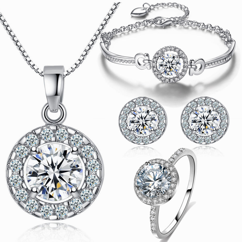 NAWAY Jewellery Sets for Women Cubic Zirconia Necklace Earring Ring Bracelet Sets