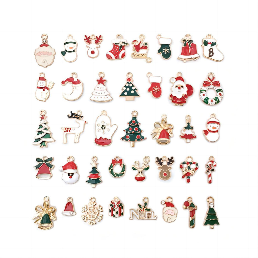 NAWAY 38 Pieces Christmas Mini Ornaments Earrings Pendant Diy Jewelry Accessories Santa Claus Snowman Bells Pendant