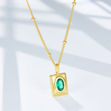 Load image into Gallery viewer, NAWAY 18K Gold Plated Layering Necklaces, Emerald Pendant Necklaces, Layered Choker Necklace for Womens
