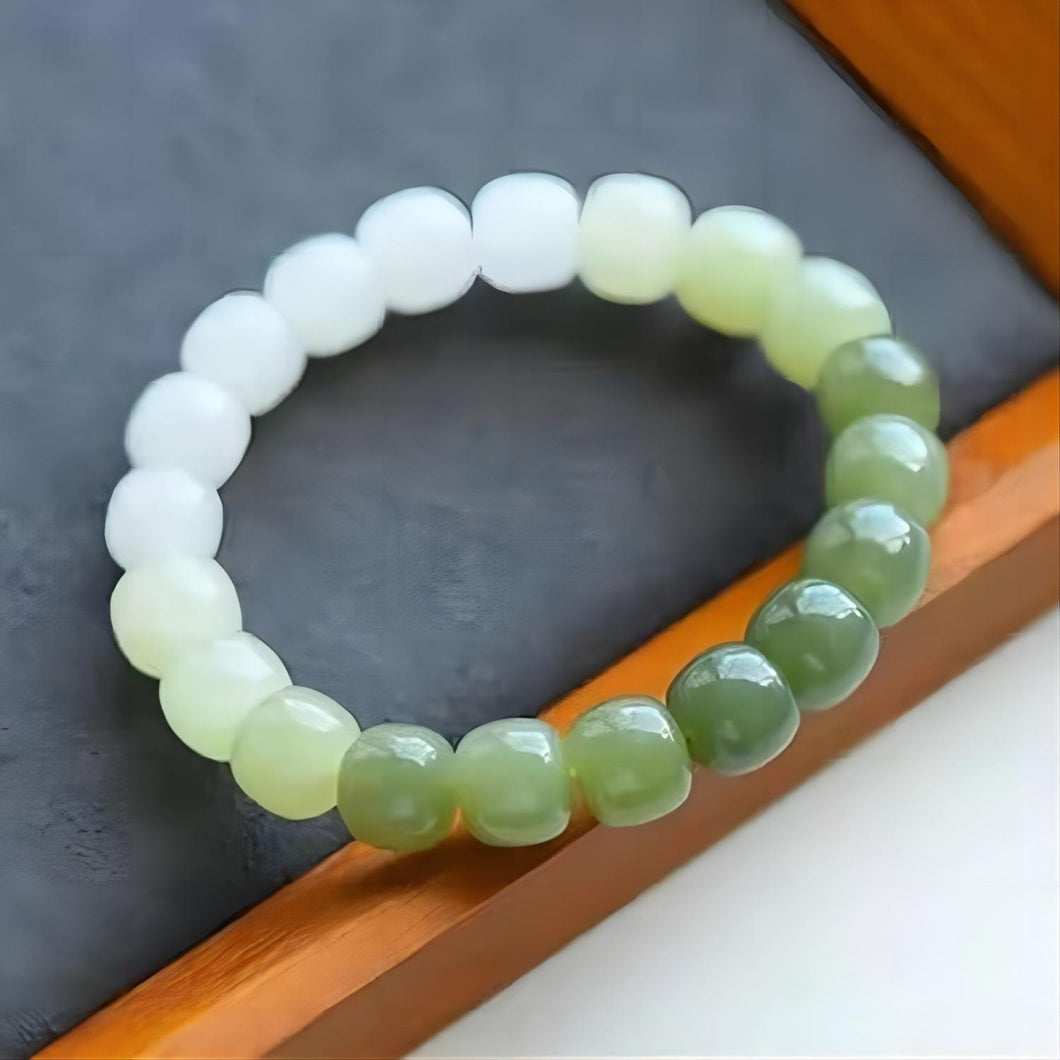 NAWAY Stretchable Beaded Jade Bracelet 10mm Gradient Color Bracelets for Men & Women