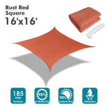 Load image into Gallery viewer, Artpuch  Sun Shade Sail Rectangle 16&#39; x 16&#39; UV Block Canopy Rust Red Cover for Patio Backyard Lawn Garden Outdoor Activities
