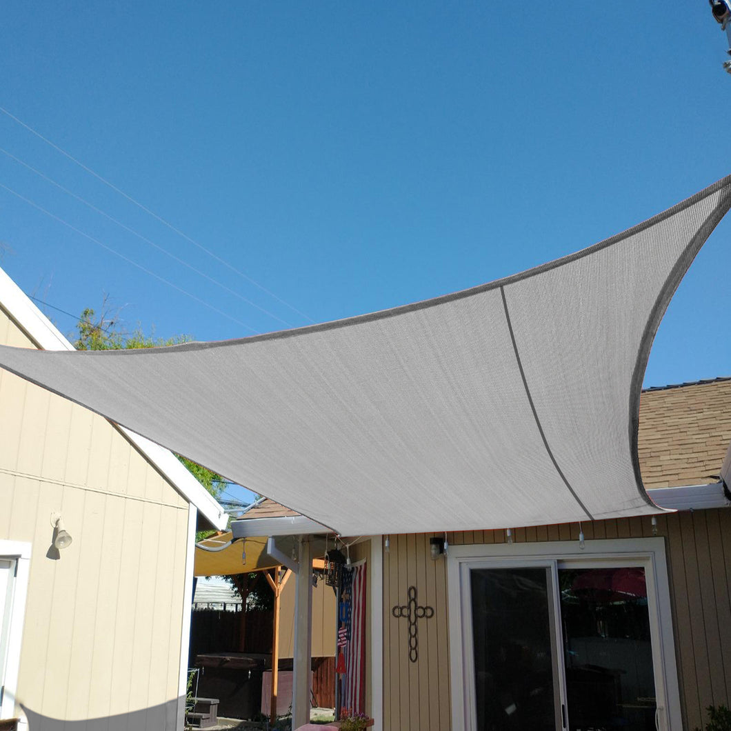 Artpuch  Sun Shade Sail Rectangle 16' x 16' UV Block Canopy Light Grey Cover for Patio Backyard Lawn Garden Outdoor Activities