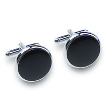Load image into Gallery viewer, NAWAY Cufflinks for Men,Cufflinks and Studs Set for Tuxedo Shirts, Classic Black Silver CuffLinks
