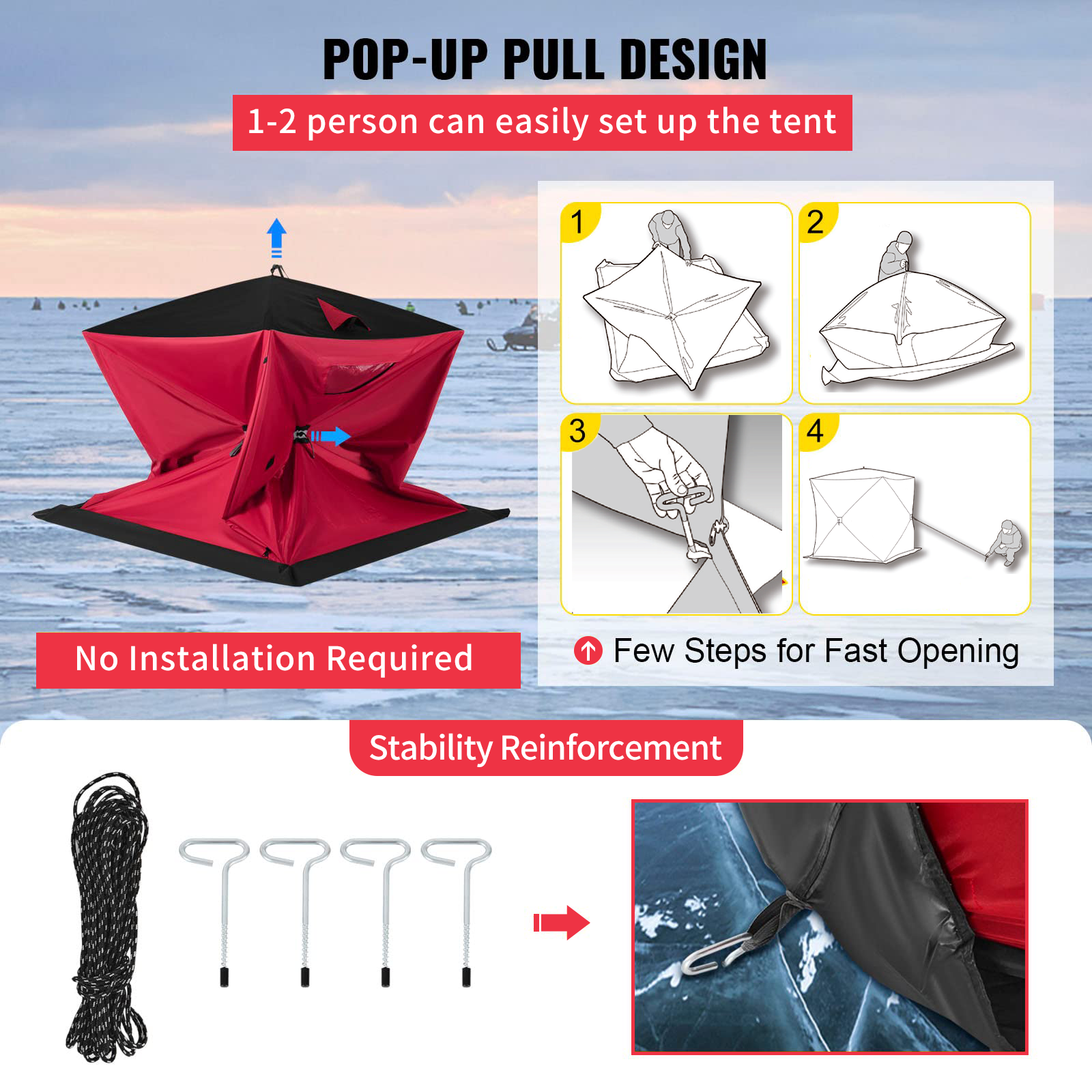 pop up fishing tents Artpuch 2-Person Ice Fishing Shelter Tent Portable Pop Up House Outdoo