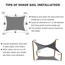 Load image into Gallery viewer, Artpuch  Sun Shade Sail Rectangle 16&#39; x 20&#39; UV Block Canopy Grey Cover for Patio Backyard Lawn Garden Outdoor Activities
