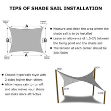 Load image into Gallery viewer, Artpuch  Sun Shade Sail Rectangle 16&#39; x 20&#39; UV Block Canopy Light Grey Cover for Patio Backyard Lawn Garden Outdoor Activities
