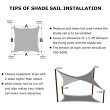 Load image into Gallery viewer, Artpuch  Sun Shade Sail Rectangle 16&#39; x 16&#39; UV Block Canopy Light Grey Cover for Patio Backyard Lawn Garden Outdoor Activities
