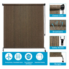 Load image into Gallery viewer, Artpuch Outdoor Roller Shade 6&#39;(W) x8&#39;(L) Fabric Blind Mocha Cordless Roll Up Shade, Wand Operation Exterior Roller Shade Cloth for Patio Porch Gazebo
